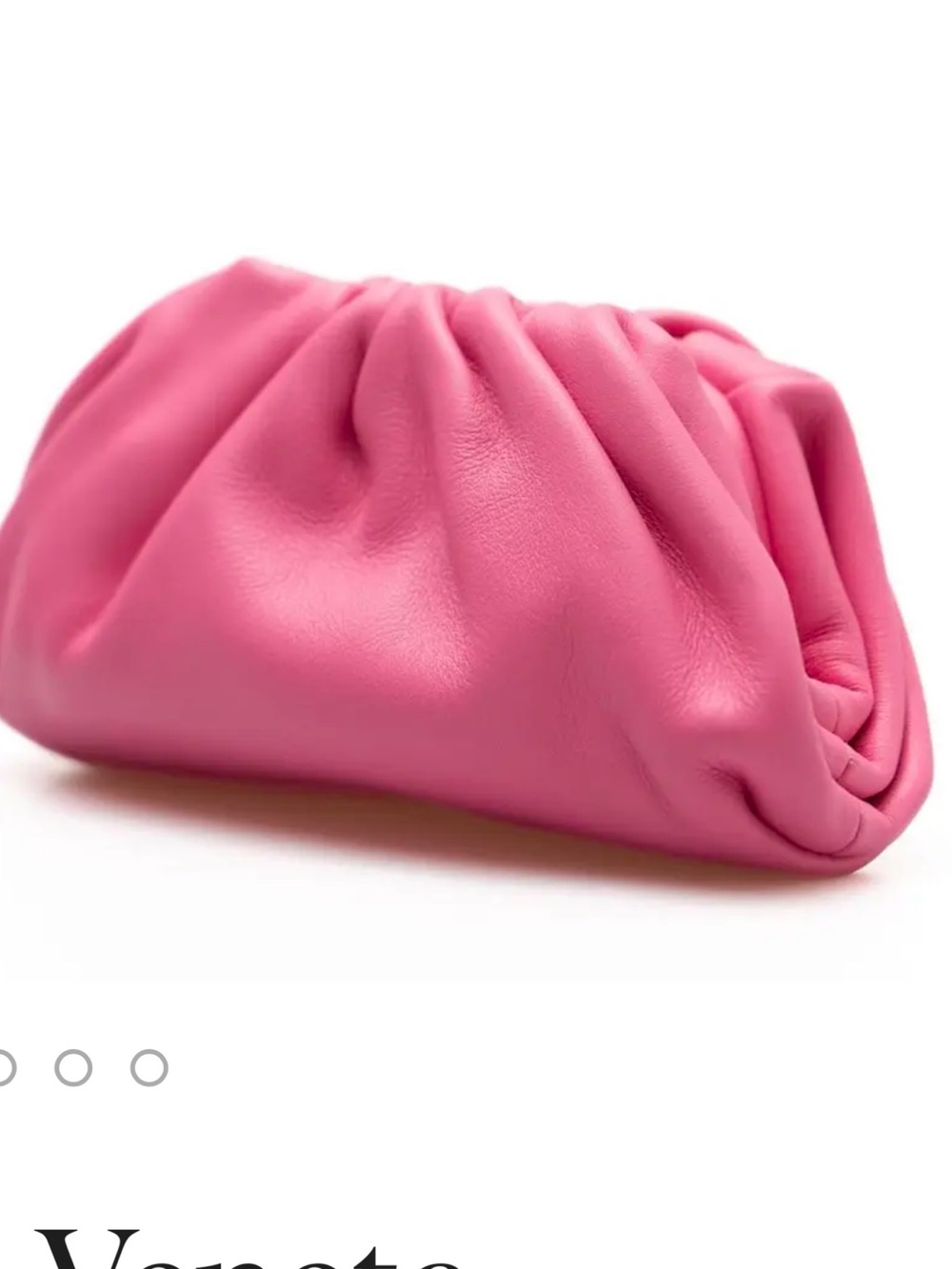 Bottega Venetts Pink Gathered Leather Clutch Bag with adjustable leather strap